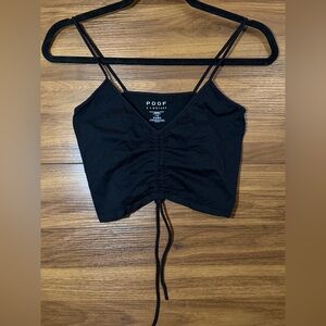 Poof! Black Ruched Drawstring Cami